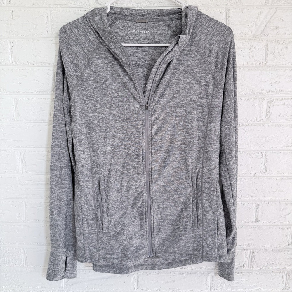 Athleta Pacifica Illume UPF Relaxed Jacket Gray Hooded Full Zip Women's‎ XXS